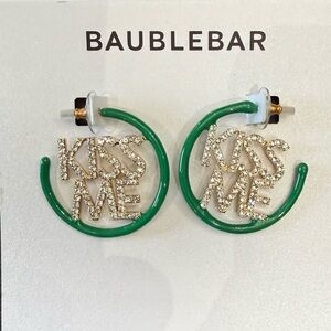 🆕🌈☘️BaubleBar☘️🌈Green 'Kiss Me' Hoop Earrings